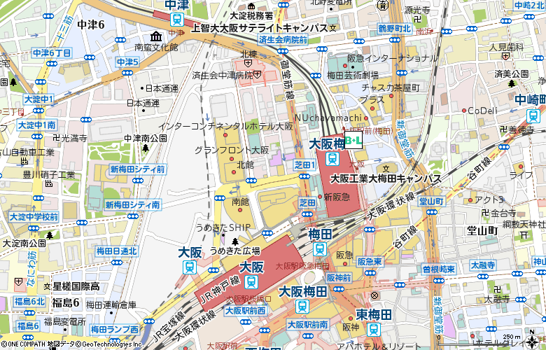 プライスコンタクト梅田付近の地図